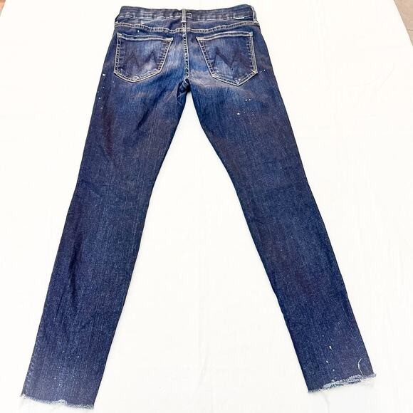 Mother Looker Ankle Fray All Work Dark Wash Denim Skinny Jeans Raw Hem Size 26 - Picture 2 of 10